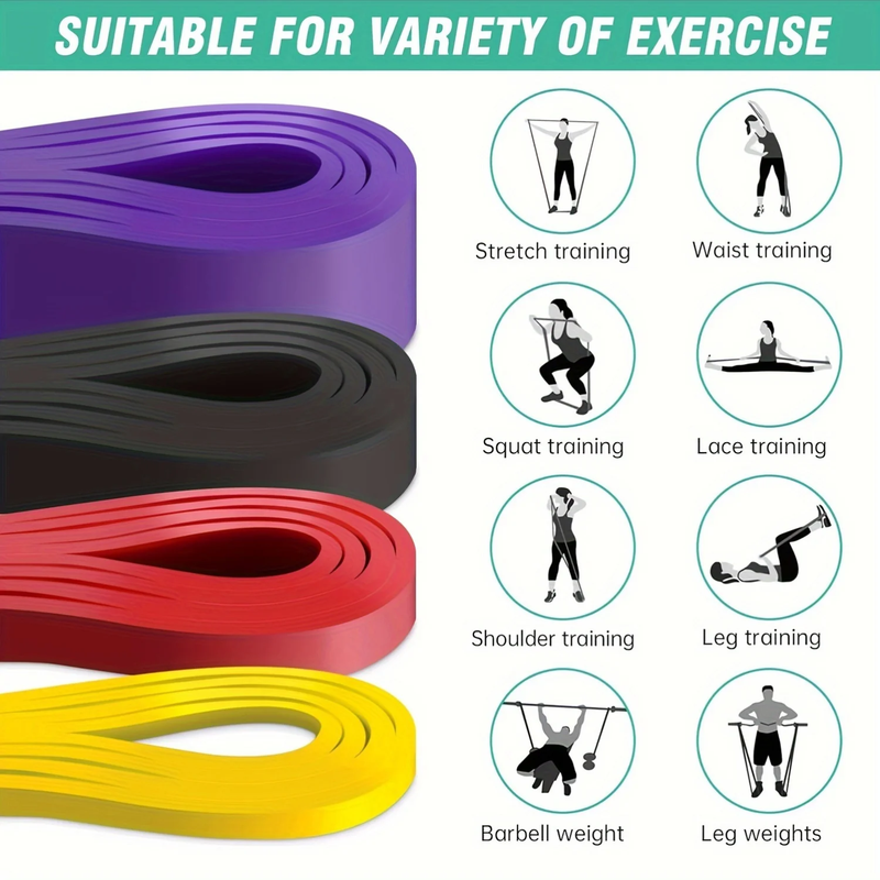 4pc Universal Resistance Band Set, Elastic 