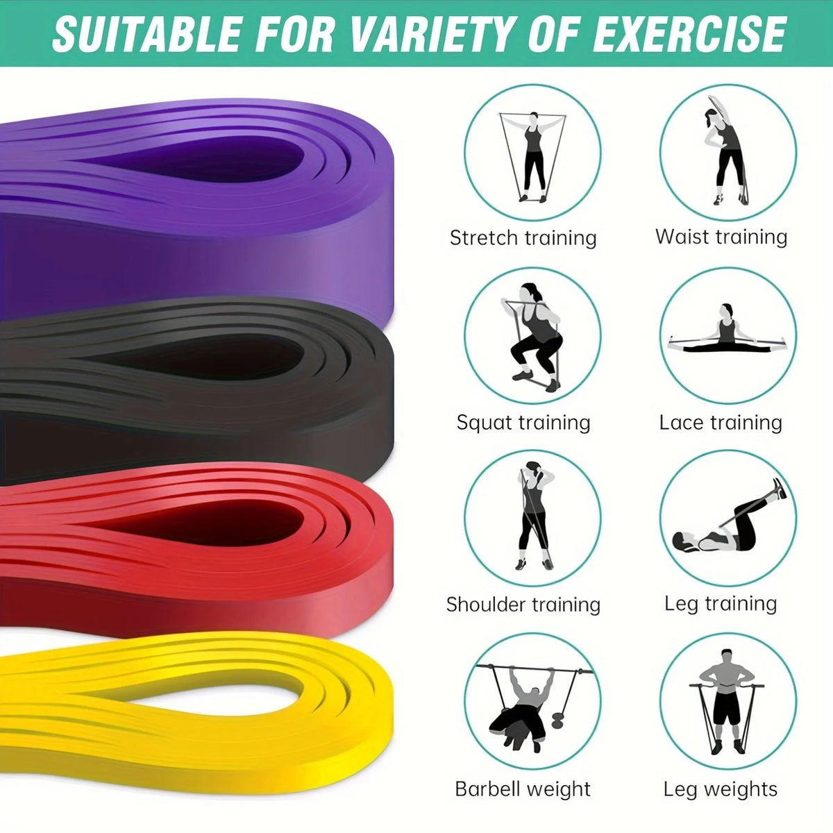 4pc Universal Resistance Band Set, Elastic 
