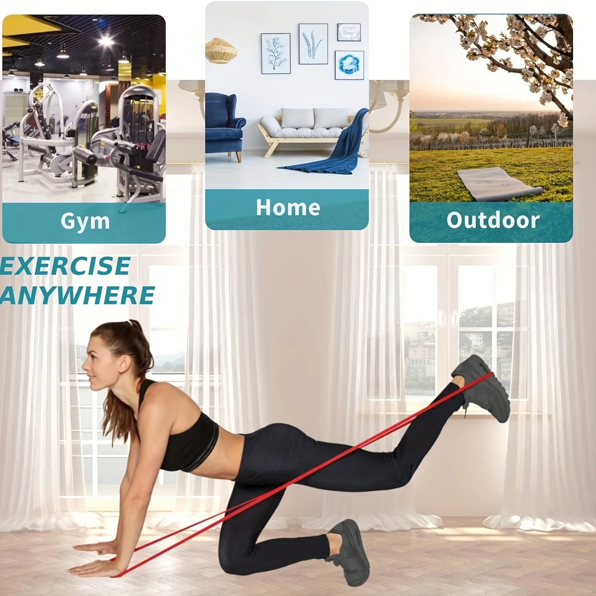 4pc Universal Resistance Band Set, Elastic 